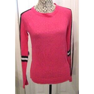 NWT Jack & Jo Sweater Pink Linen Knit Black White Striped Long Sleeve Size XS